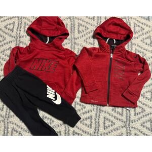 Nikes Baby Boys Sweatshirt Jacket Sweats Red Black Outfit Size 24mo 2T bundle